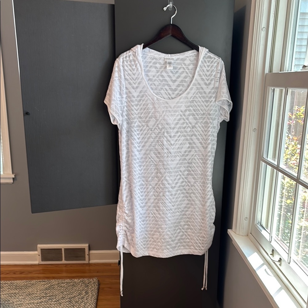 Dotti white swim cover-up with hood
